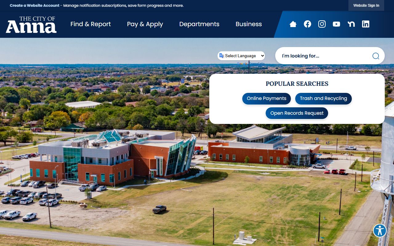 City of Anna official website for Anna White Pages searches