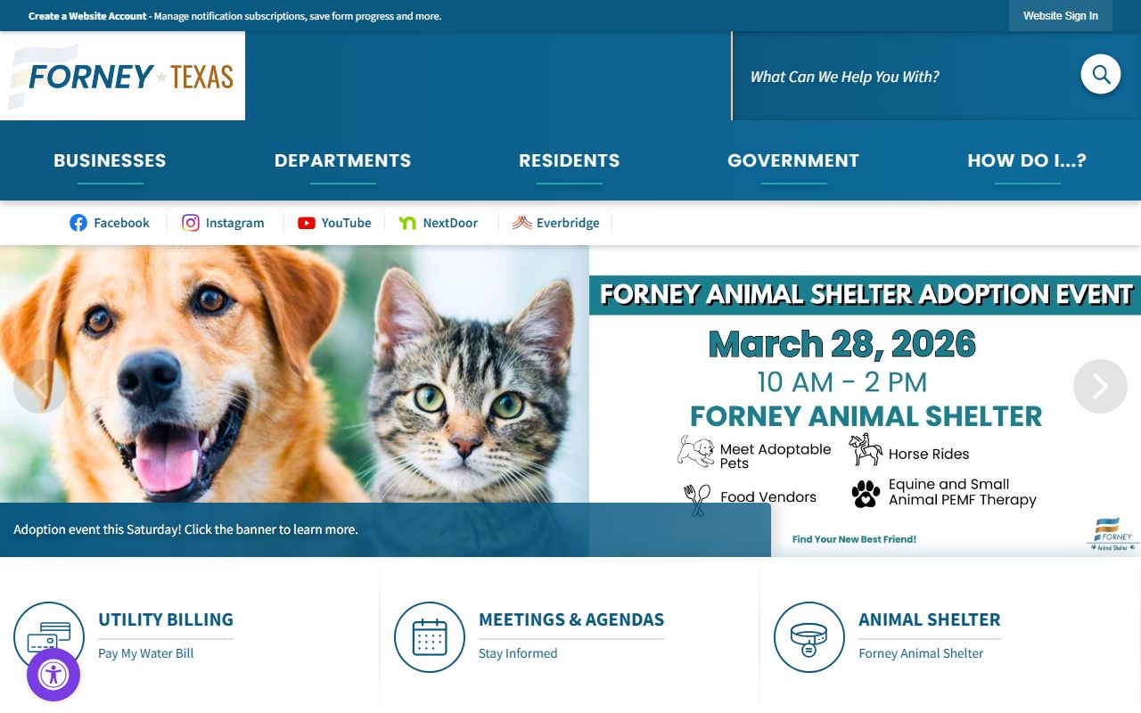 City of Forney official website for Forney White Pages searches