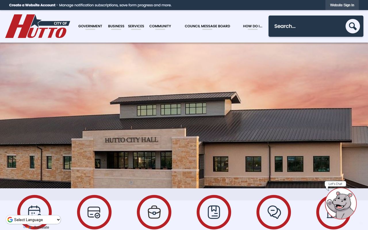 City of Hutto official website for Hutto White Pages searches