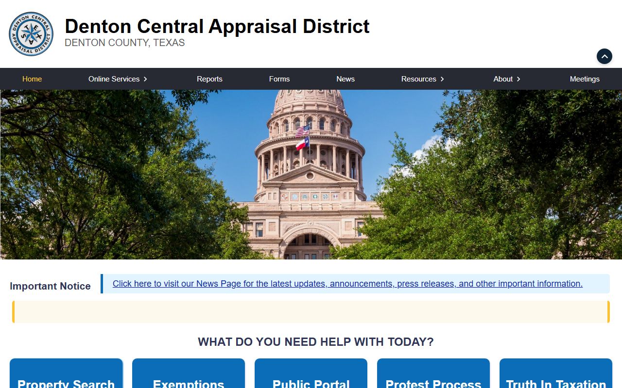 Denton County Appraisal District property search for Denton White Pages