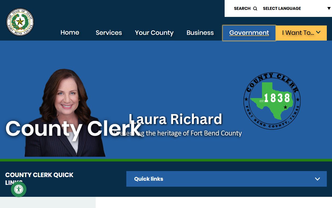 Fort Bend County Clerk office page for Missouri City White Pages searches