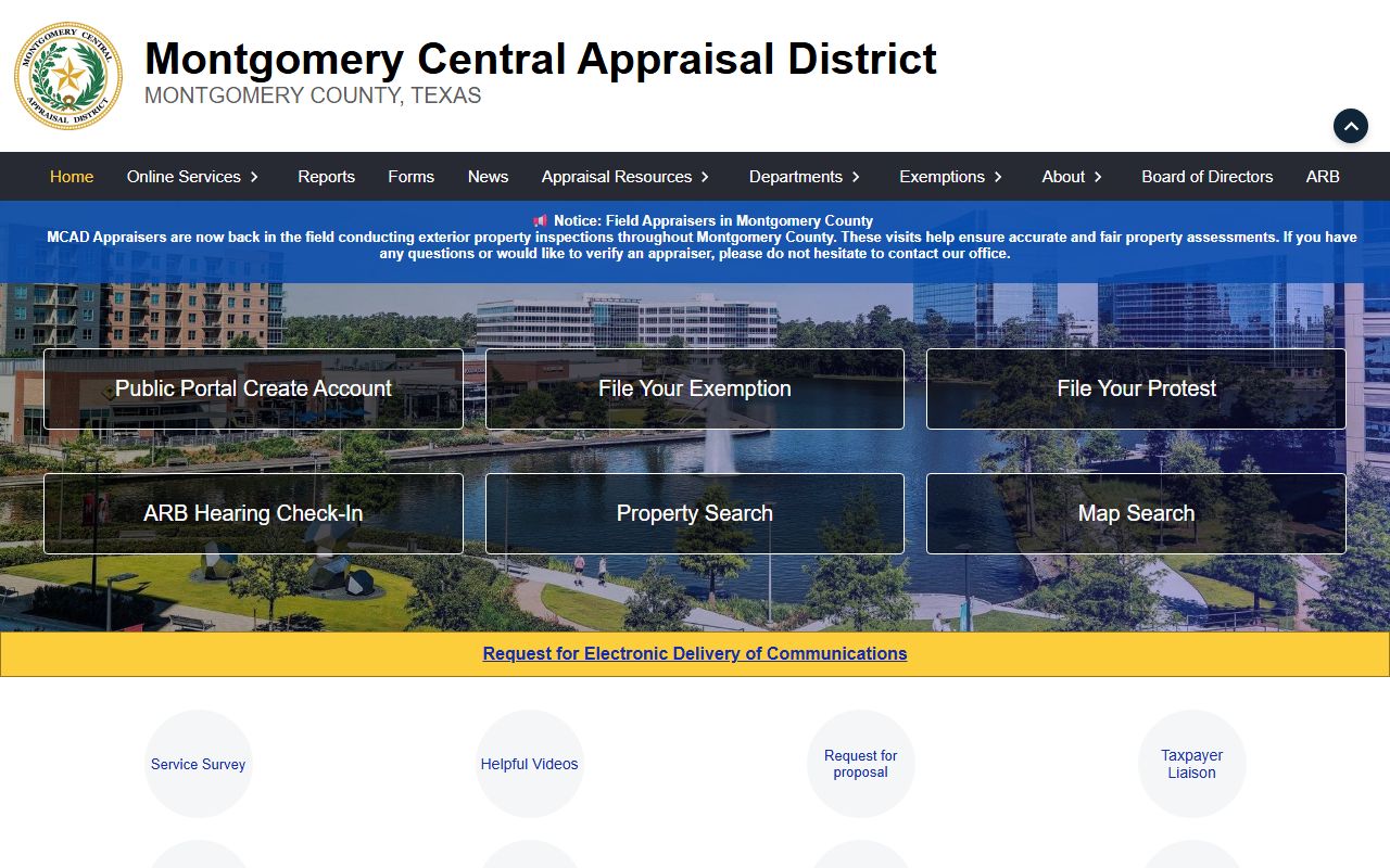 Montgomery County Appraisal District search tool for Conroe White Pages lookups