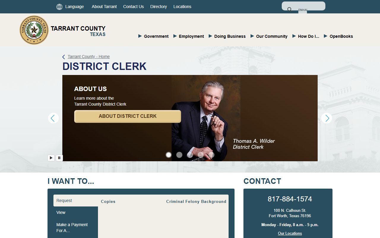 Tarrant County District Clerk white pages search portal