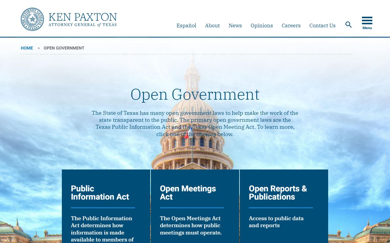 Texas White Pages AG Open Government Resources
