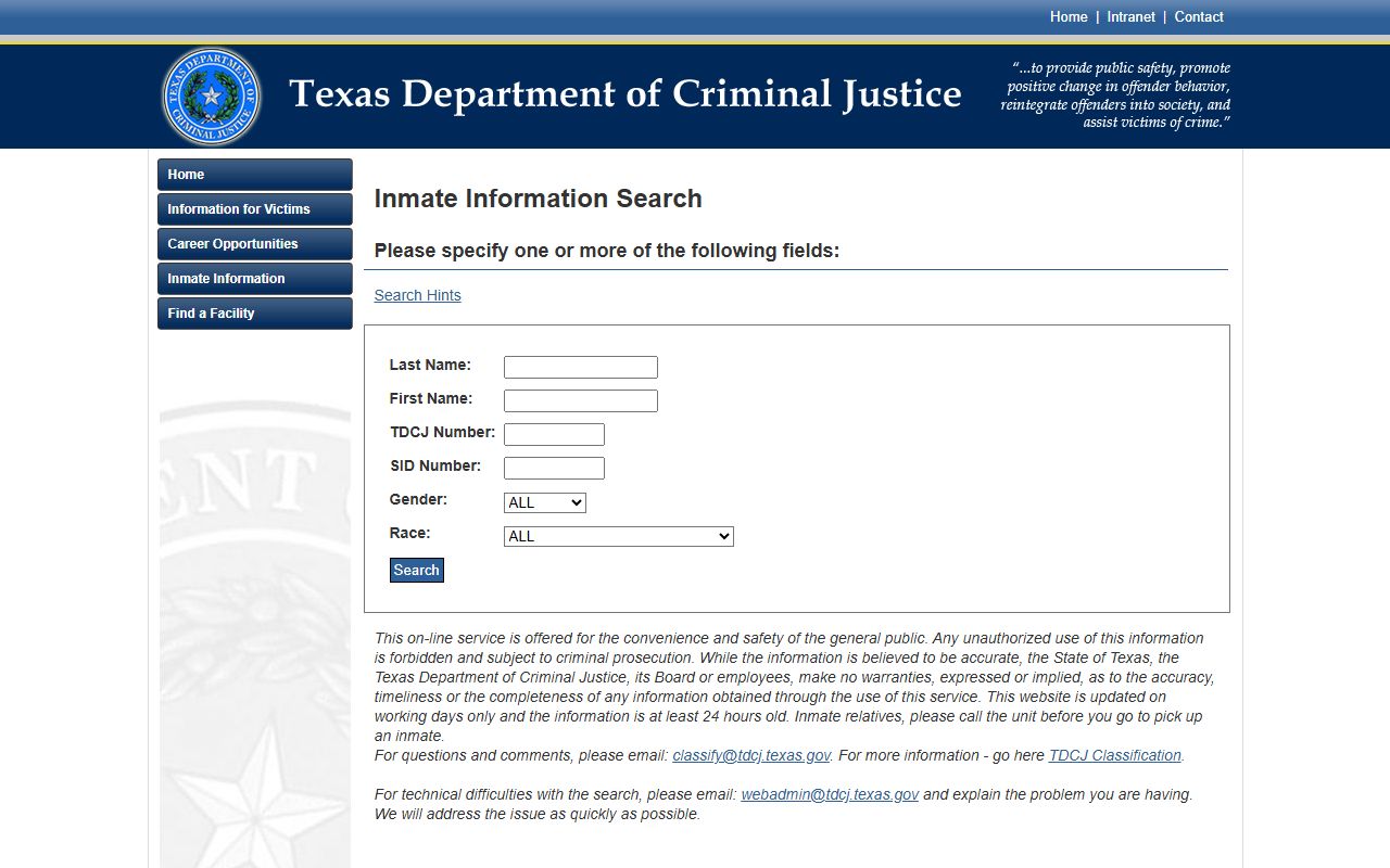 Texas White Pages TDCJ Offender Search